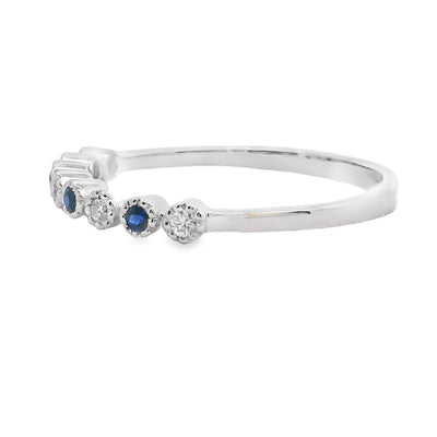 Ensemble de Bagues Empilables en Saphir et Diamant en Or Blanc 14KT