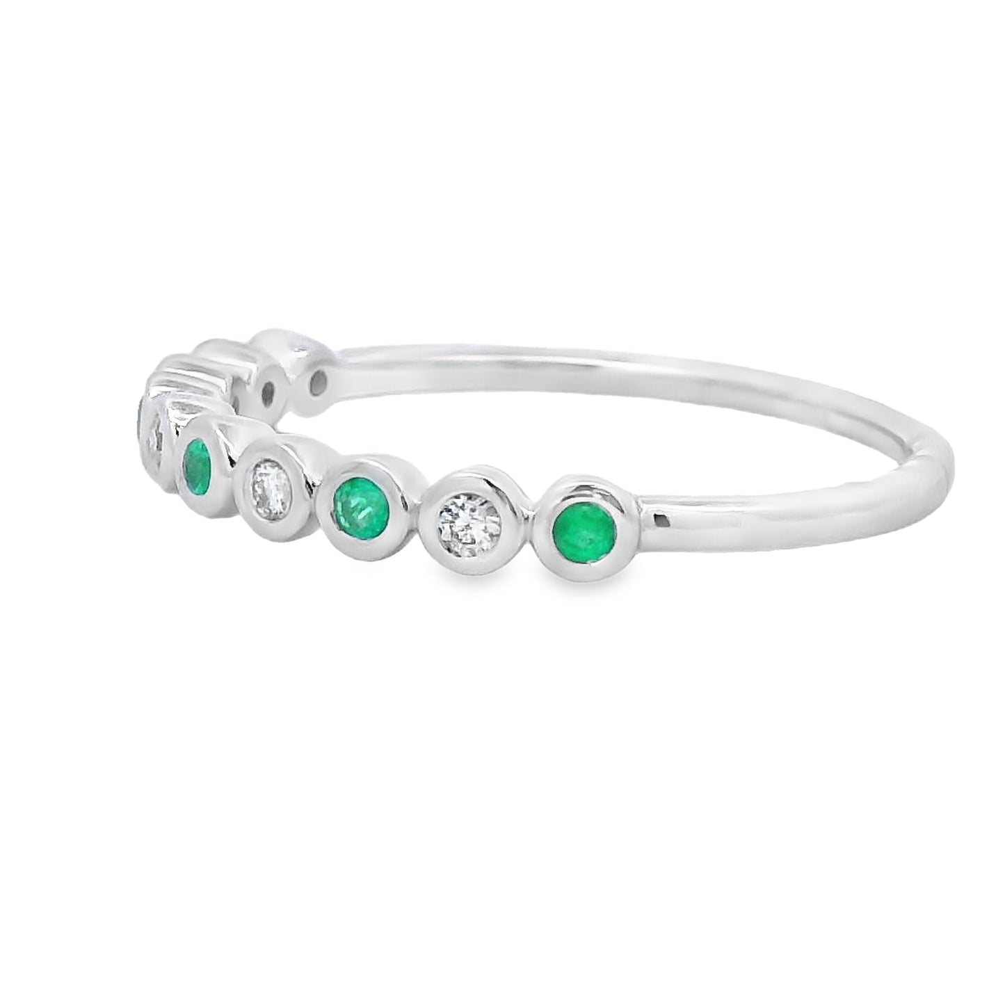 Conjunto de Anillos Apilables de Diamante Esmeralda en Oro Blanco de 14KT