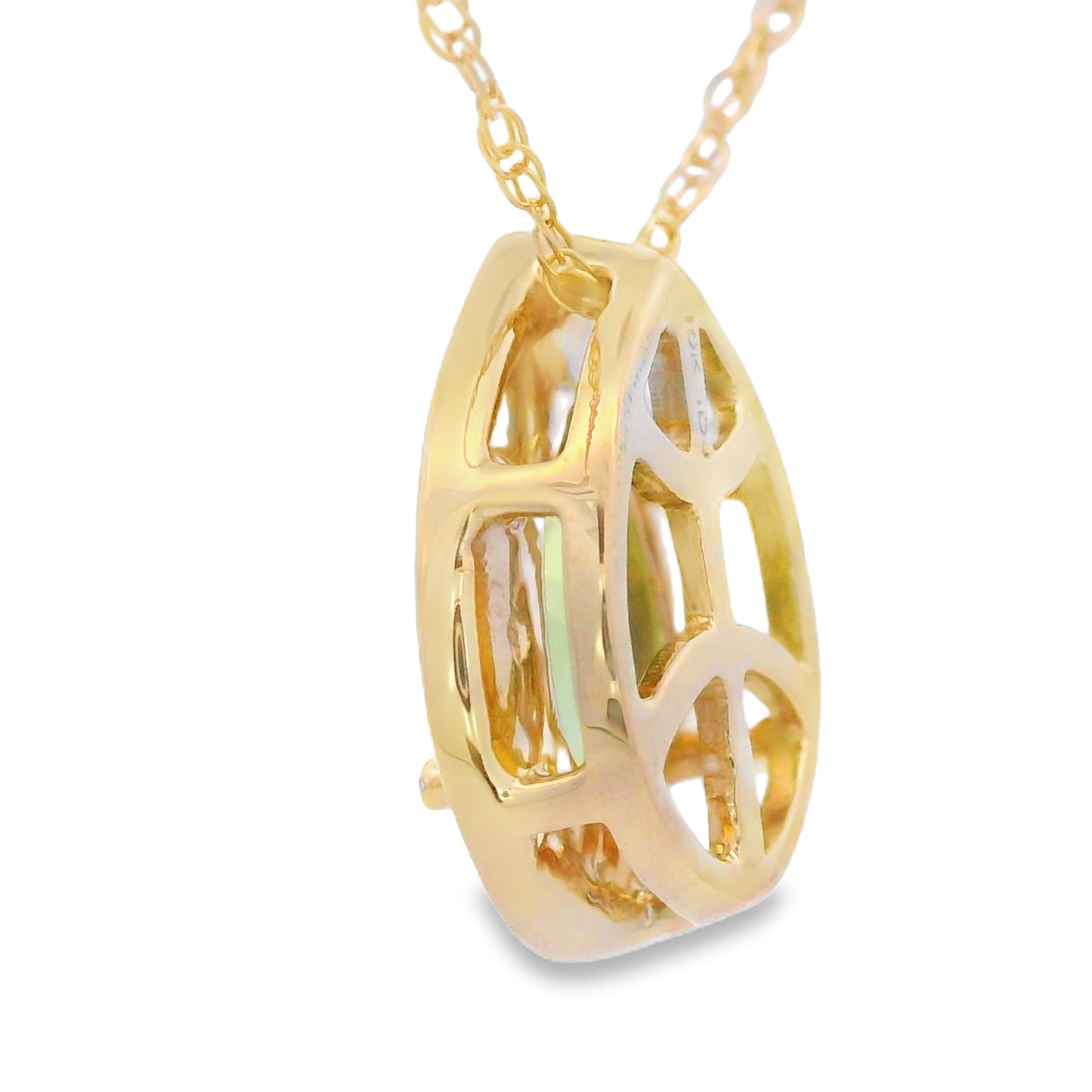 .47ct Pendentif en Péridot et Diamant en Or Jaune 10KT