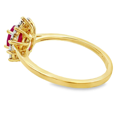 Genuine .63ct Ruby and Diamond Ring in 10KT Yellow Gold