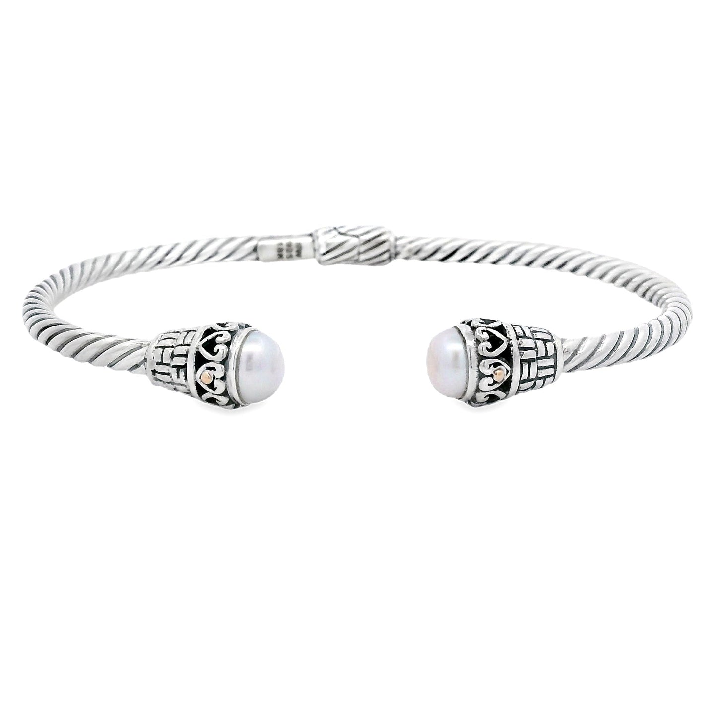 Bracelet jonc en perles FW en argent sterling et or 18KT