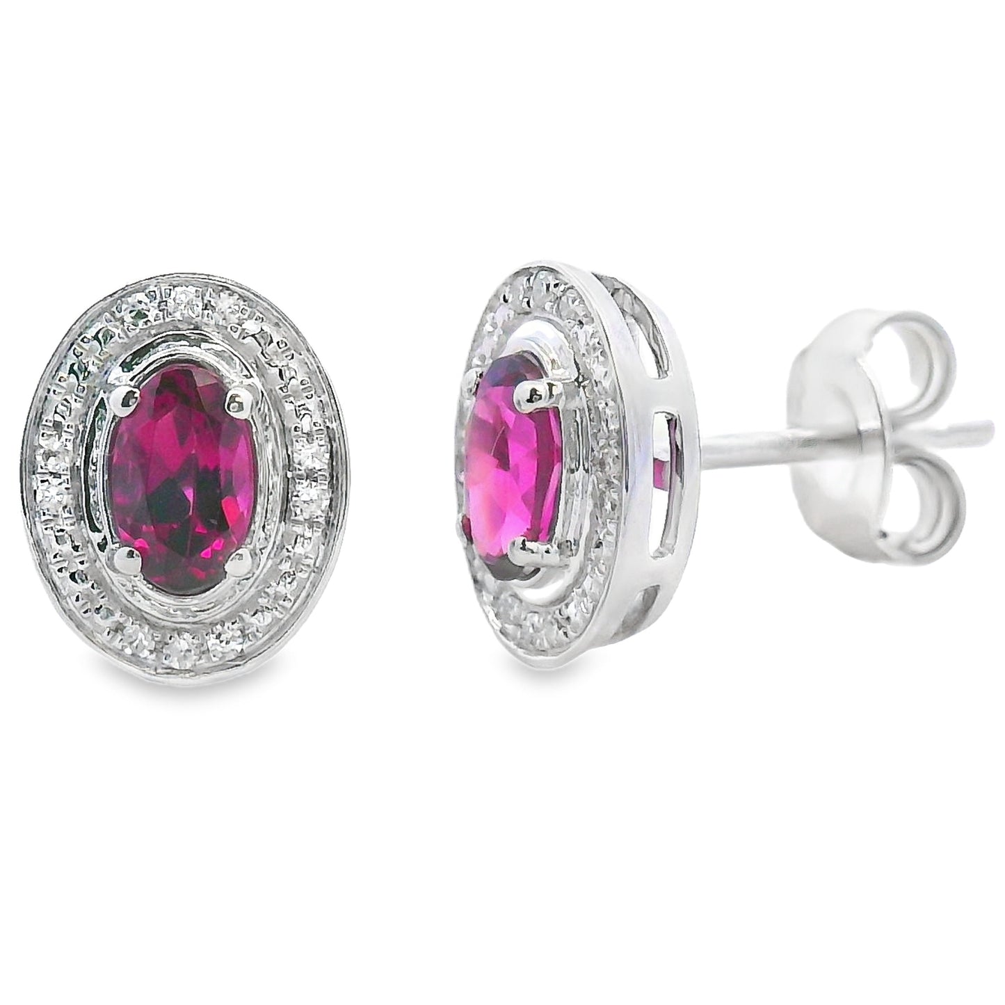 Boucles d'oreilles en grenat et diamant de 0,67 ct en or blanc 10KT