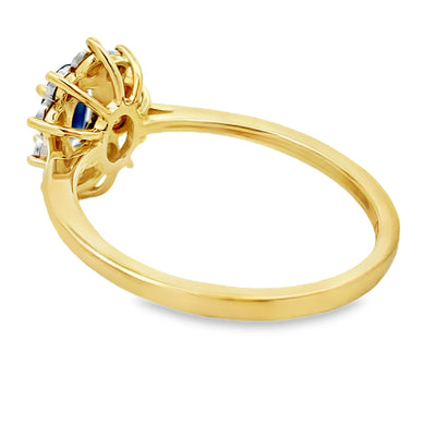 Bague en Saphir et Diamant de 0,63 ct en Or Jaune 10KT
