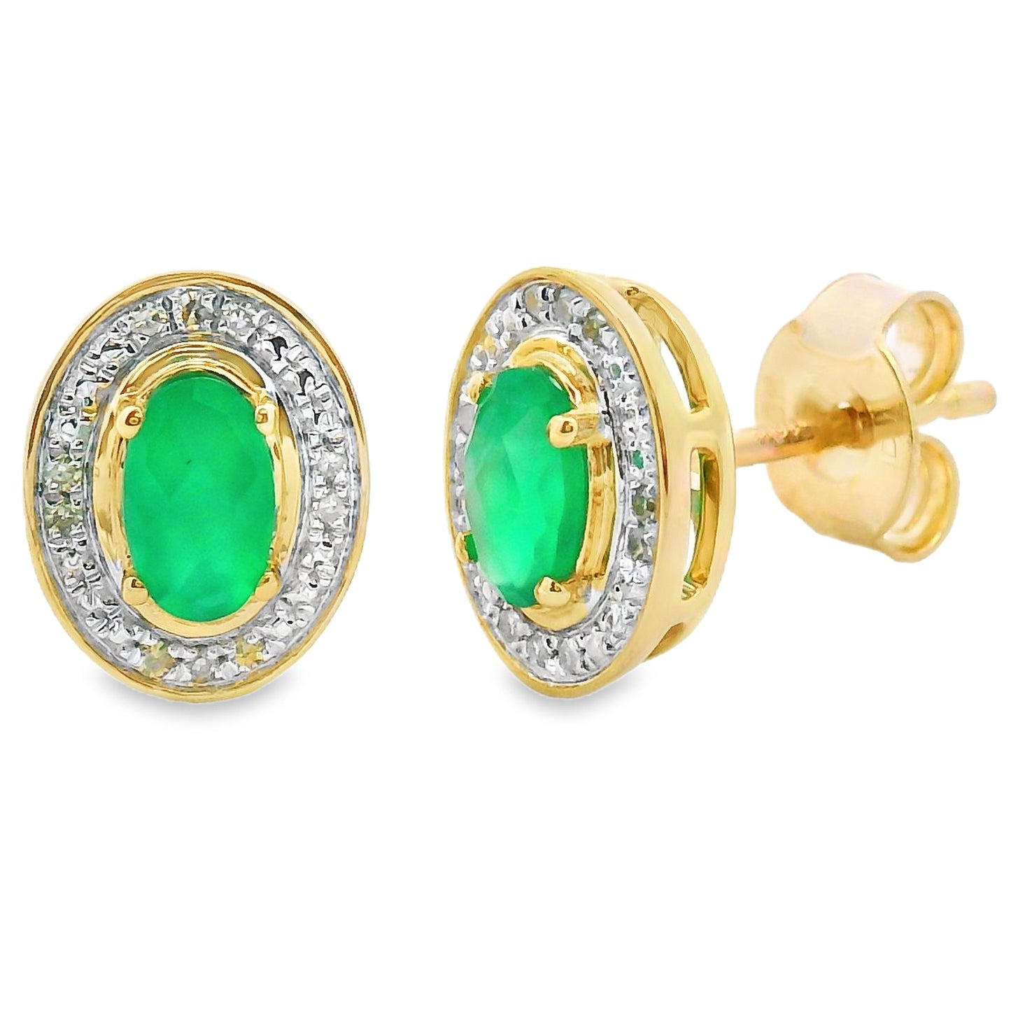 .54ct Chalcedony and Diamond Earrings in 10KT Yellow Gold