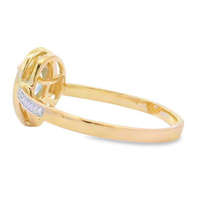 Bague en diamant aquamarine véritable de 0,39 ct en or jaune 10KT
