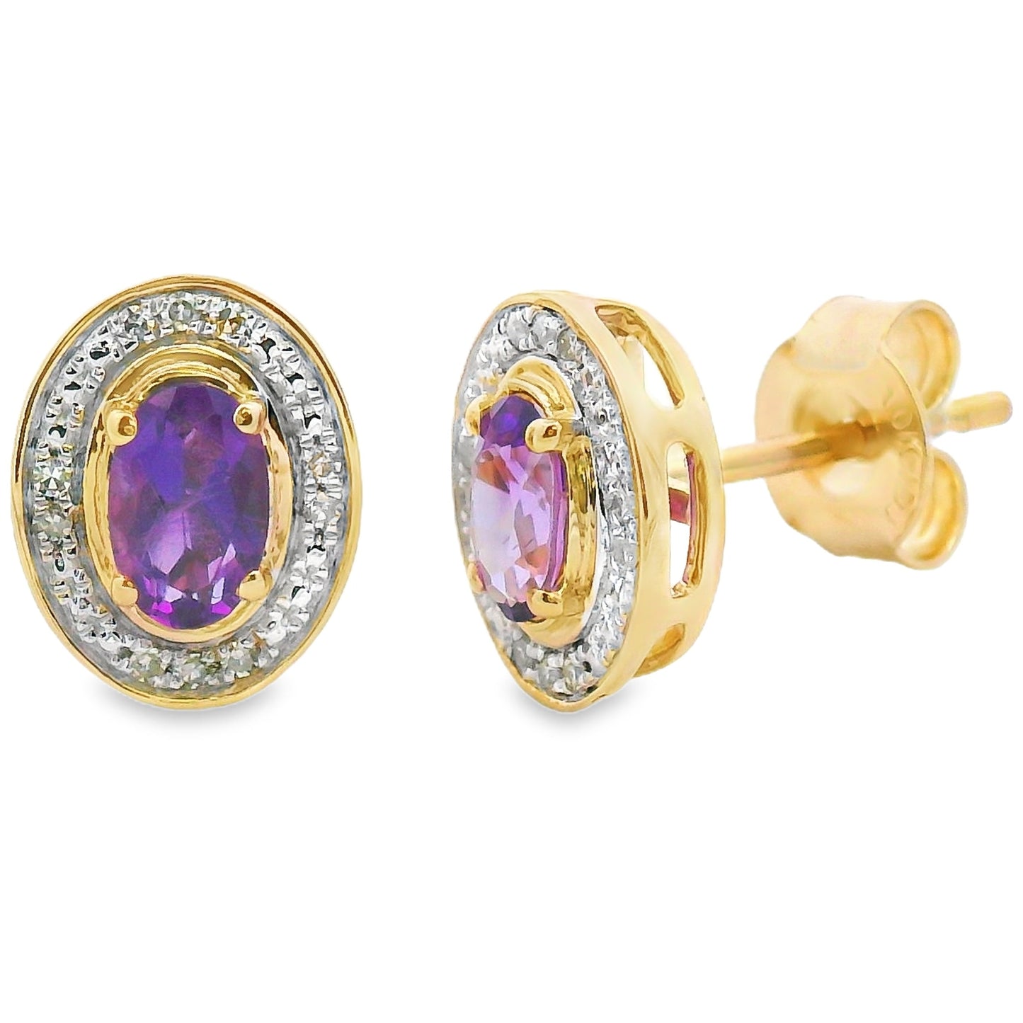 .49ct Amethyst and Diamond Earrings in 10KT Yellow Gold
