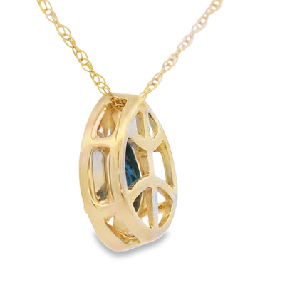 Sapphire Diamond Fashion Pendant in 10KT Yellow Gold