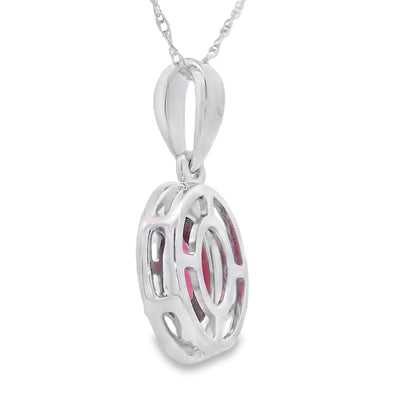 .58ct Garnet and Diamond Pendant in 10KT White Gold