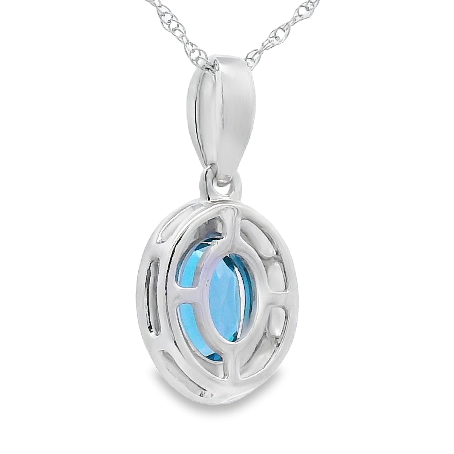Pendentif en topaze bleue de Londres en or blanc 10KT