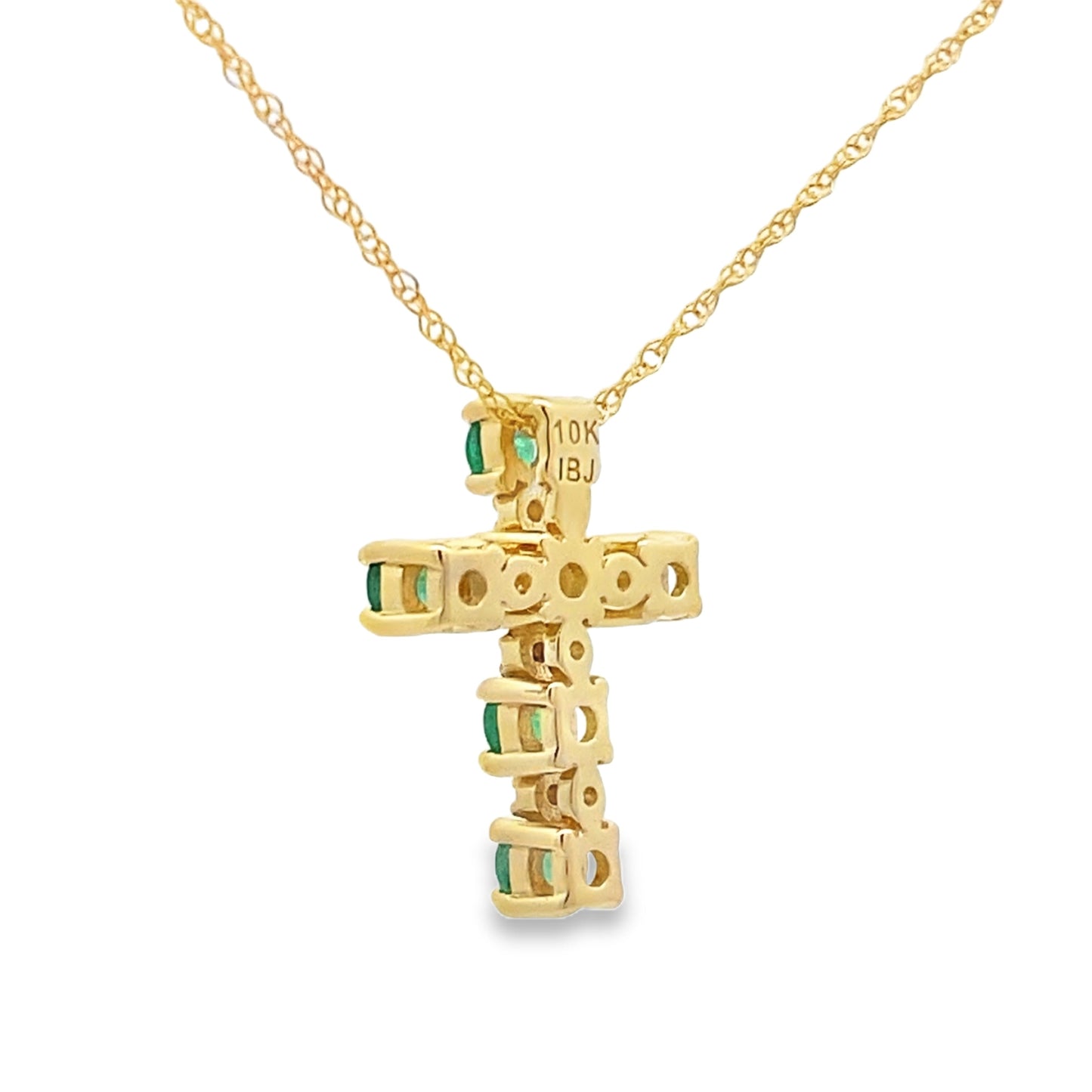 .26ct Emerald Cross Pendant in 10KT Yellow Gold