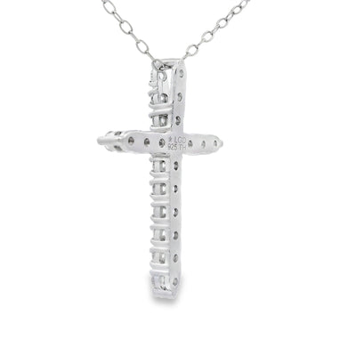 Genuine .65ct Cross Religious Pendant in Sterling Silver
