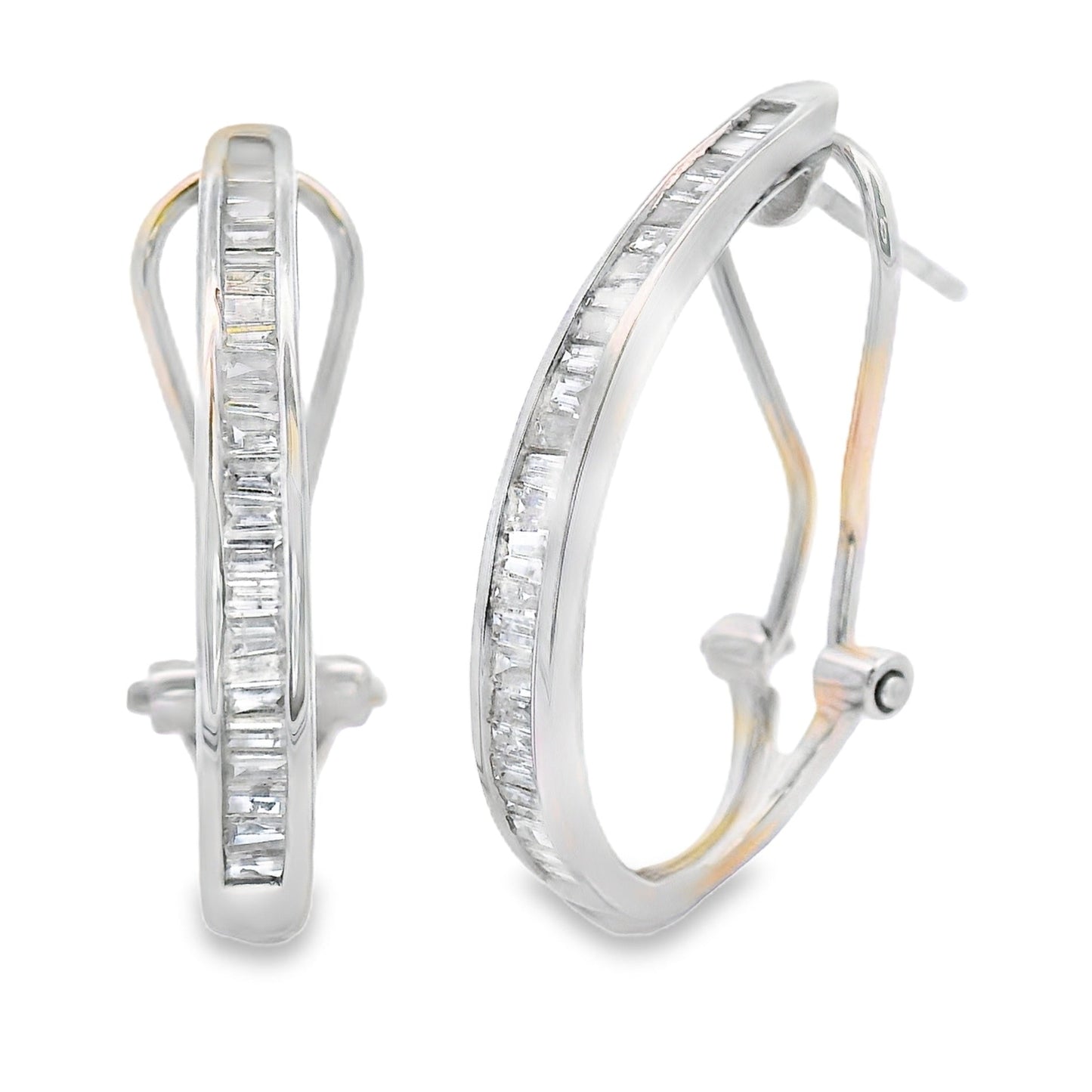 Boucles d'oreilles créoles en diamant naturel de 0,50 ct en or blanc 14KT