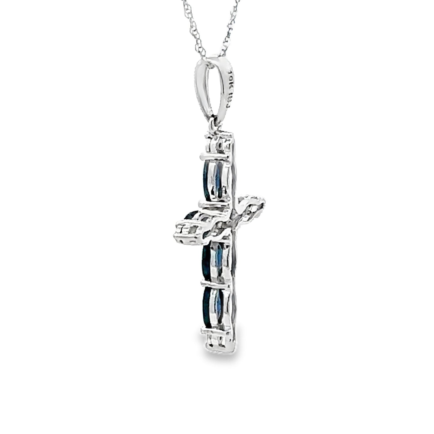 1.08ct Sapphire Cross Pendant in 10KT White Gold