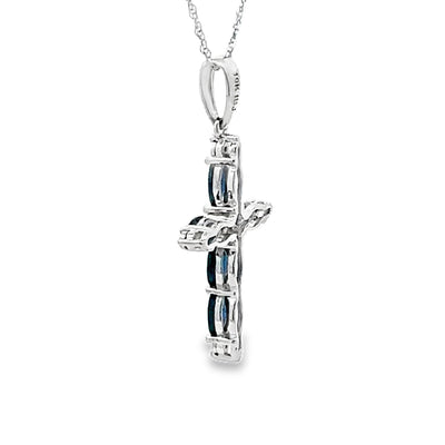 Colgante Cruz de Zafiro de 1.08ct en Oro Blanco de 10KT