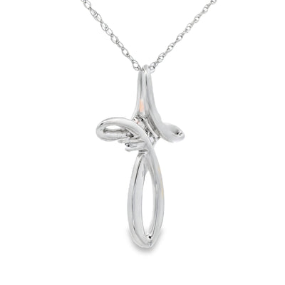 .04ct Colgante de Cruz de Diamante en Oro Blanco de 14KT