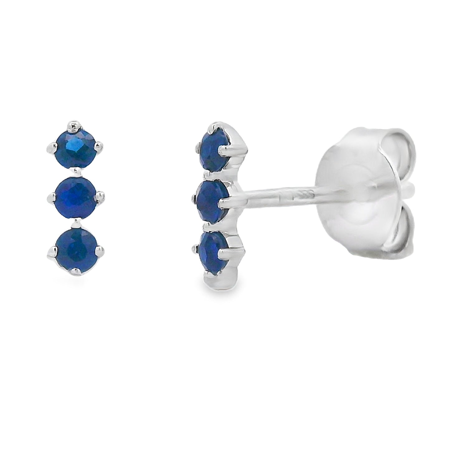 Natural .21ct Sapphire Earrings in 14KT White Gold