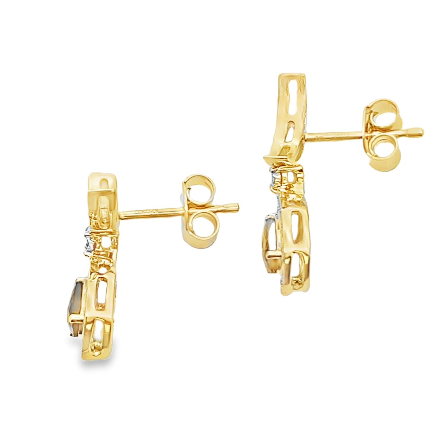 Boucles d'oreilles pendantes en diamant quartz de 0,47 ct en or jaune 10KT