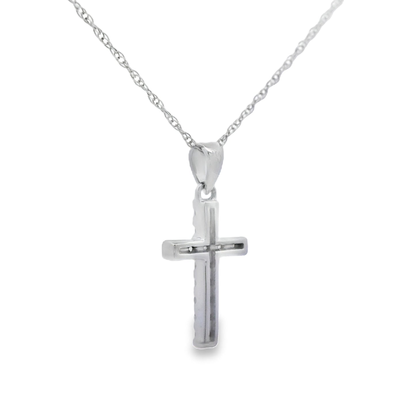 Pendentif croix en diamant de 0,11 ct en or blanc 14KT