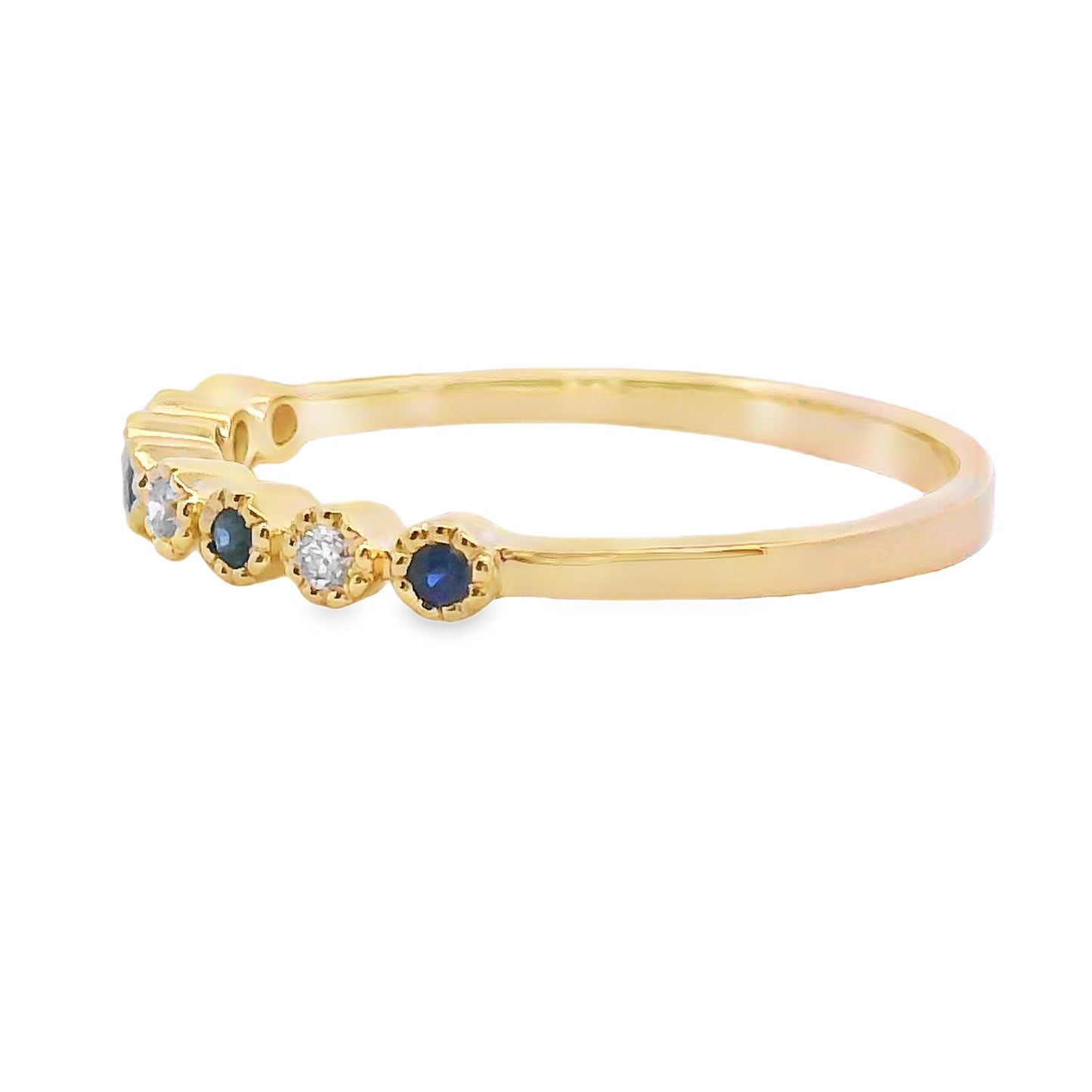 Sapphire Diamond Stackable Band Set in 14KT Yellow Gold