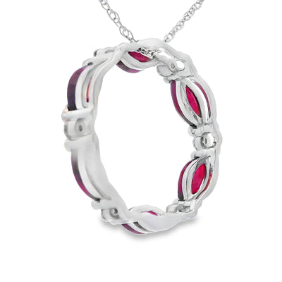 Ruby Diamond Circle of Love Pendant in 10KT White Gold
