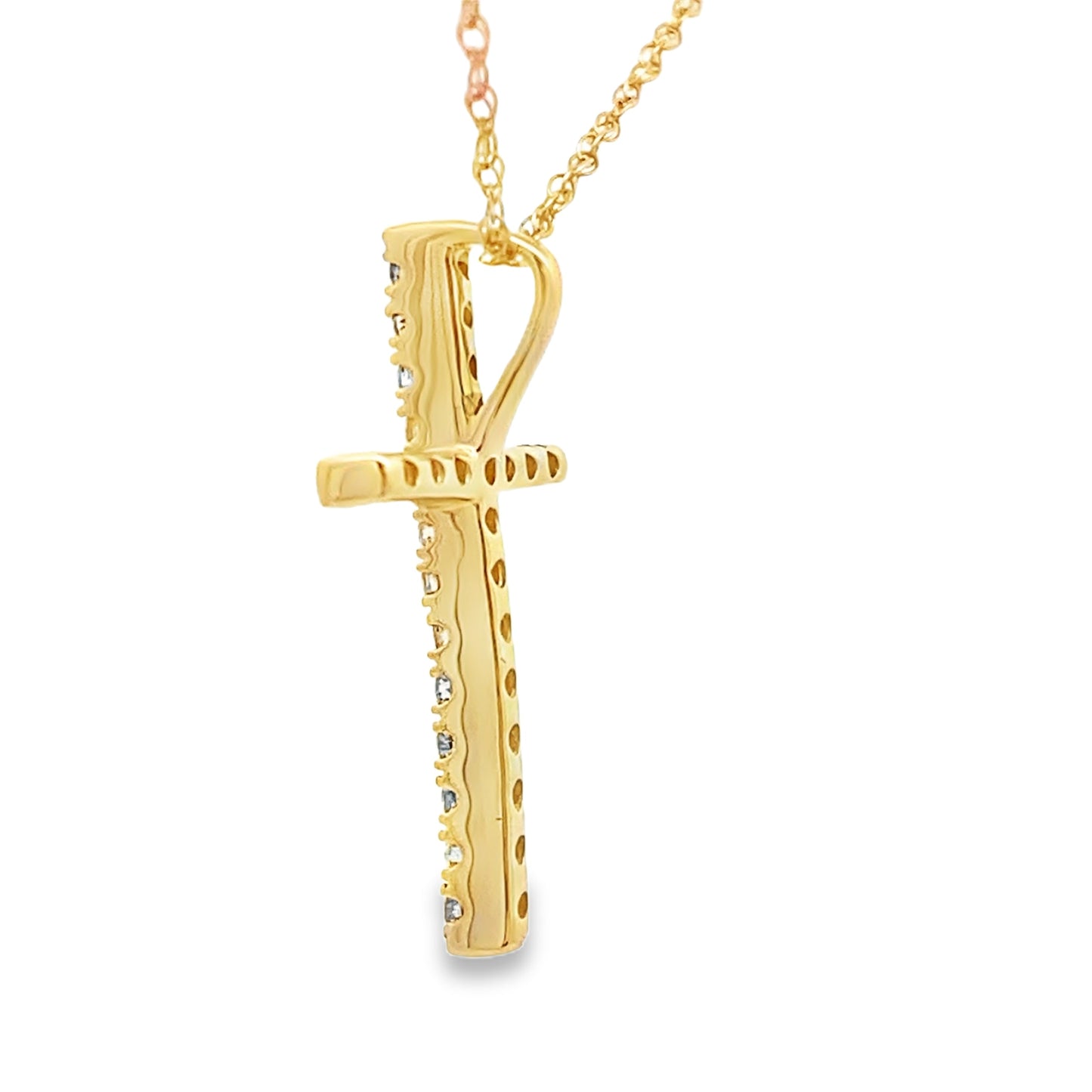 .13ct Colgante de Cruz de Diamante en Oro Amarillo de 14KT