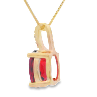 Colgante de Granate y Diamante de 1.34ct en Oro Amarillo de 10KT