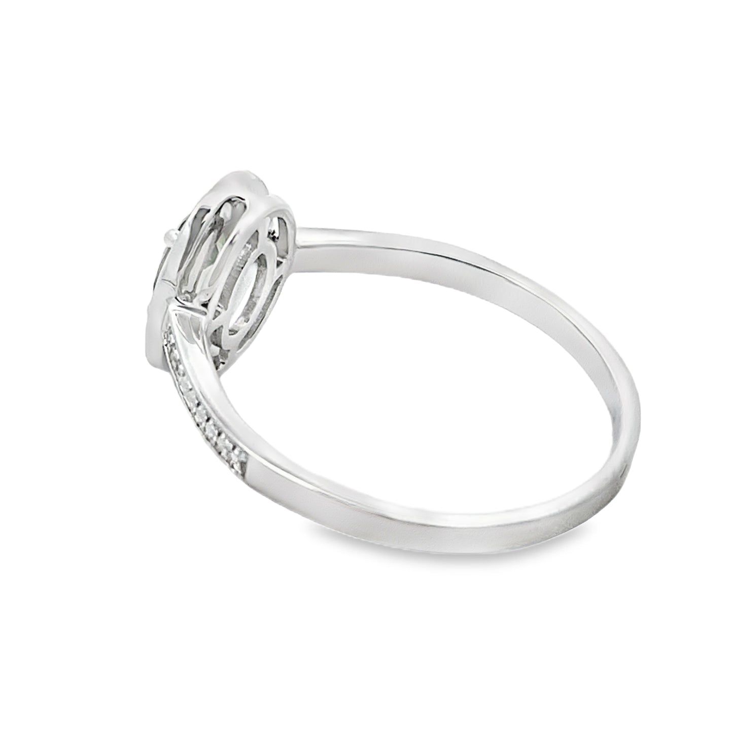 Anillo de Diamante de Peridoto Natural de 0.54ct en Oro Blanco de 10KT