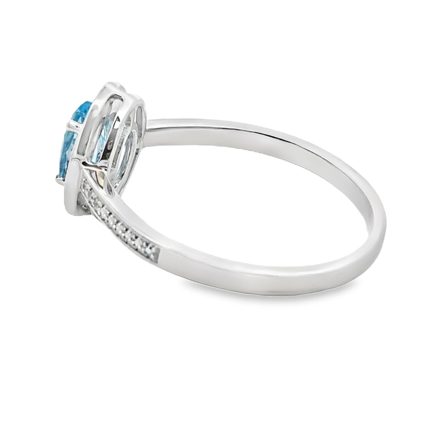 Genuine .59ct Blue Topaz Diamond Ring in 10KT White Gold