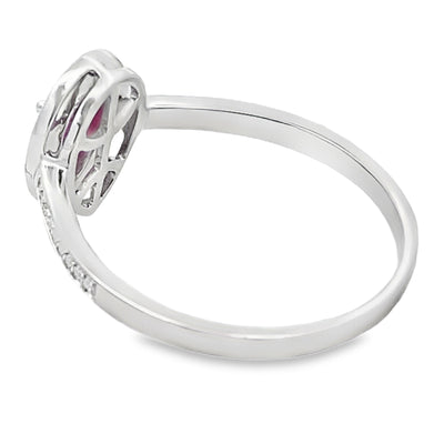 Anillo Elegante de Rubí y Diamante de .54ct en Oro Blanco de 10KT