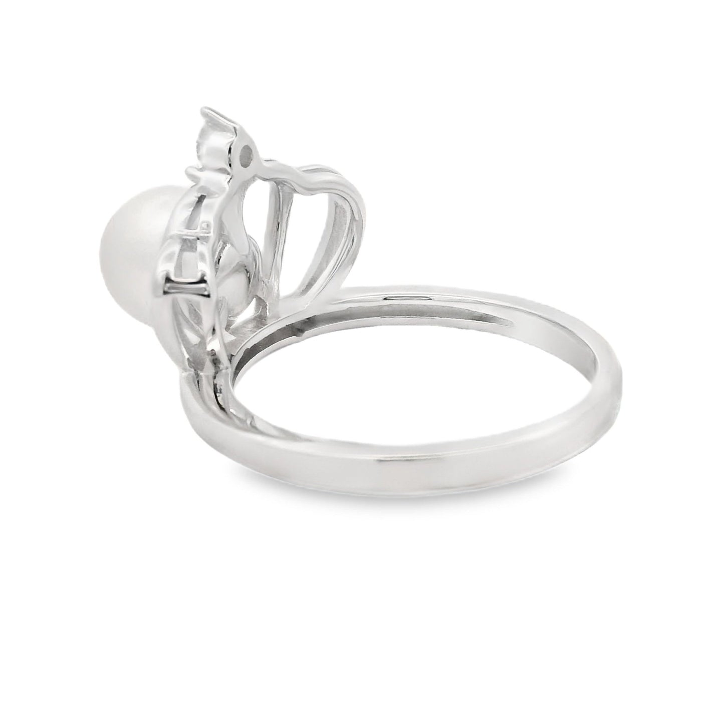 Genuine FW Pearl and Cubic Zirconium Ring in Sterling Silver