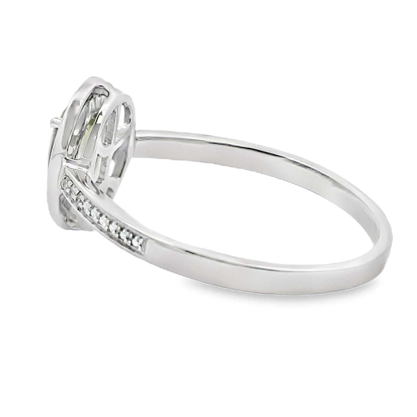 Natural .50ct Peridot Diamond Ring in 10KT White Gold