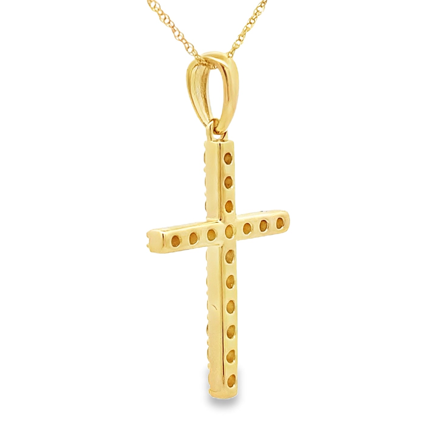 Pendentif Croix en Diamant de 0,45 ct en Or Jaune 14KT