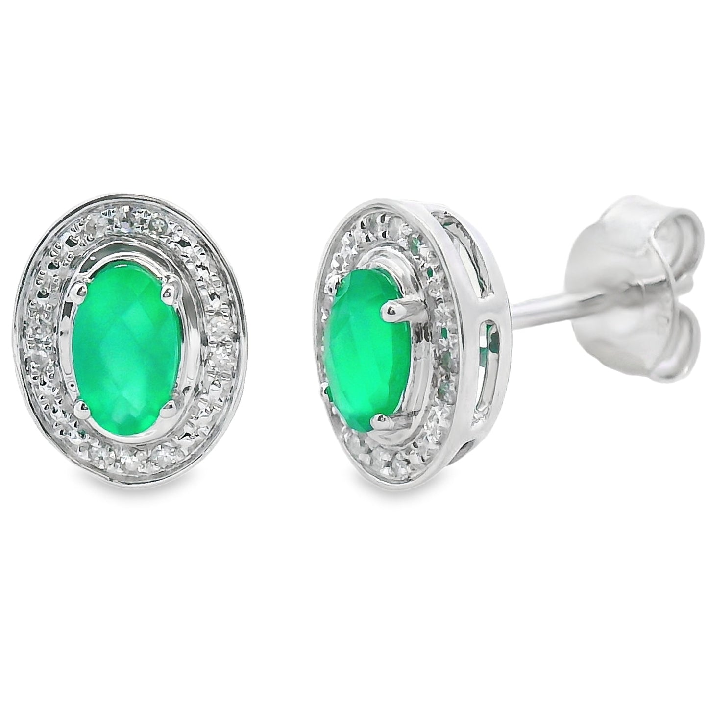 .54ct Chalcedony and Diamond Earrings in 10KT White Gold