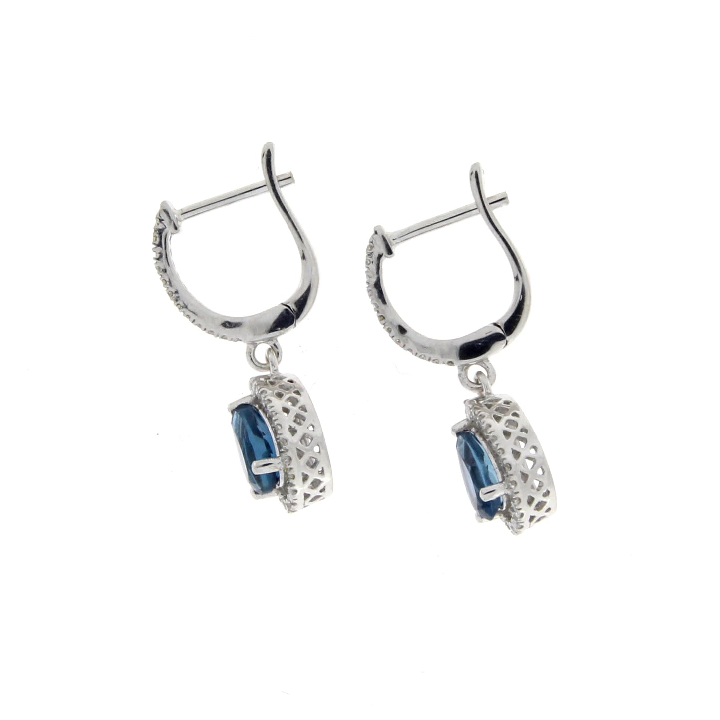 .88ct London Blue Topaz Dangle Earrings in 14KT White Gold