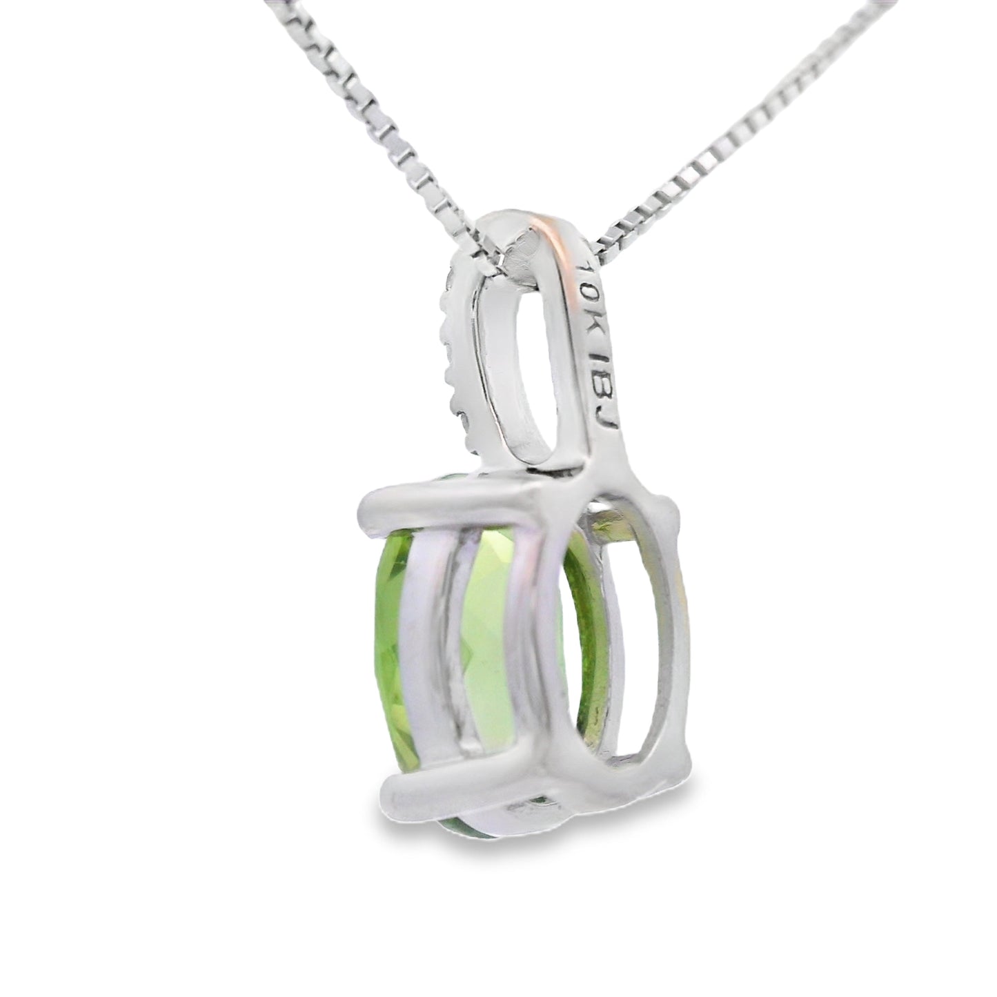 Pendentif en péridot et diamant de 1,34 ct en or blanc 10KT