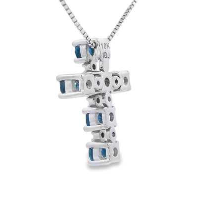 .32ct Sapphire Cross Pendant in 10KT White Gold