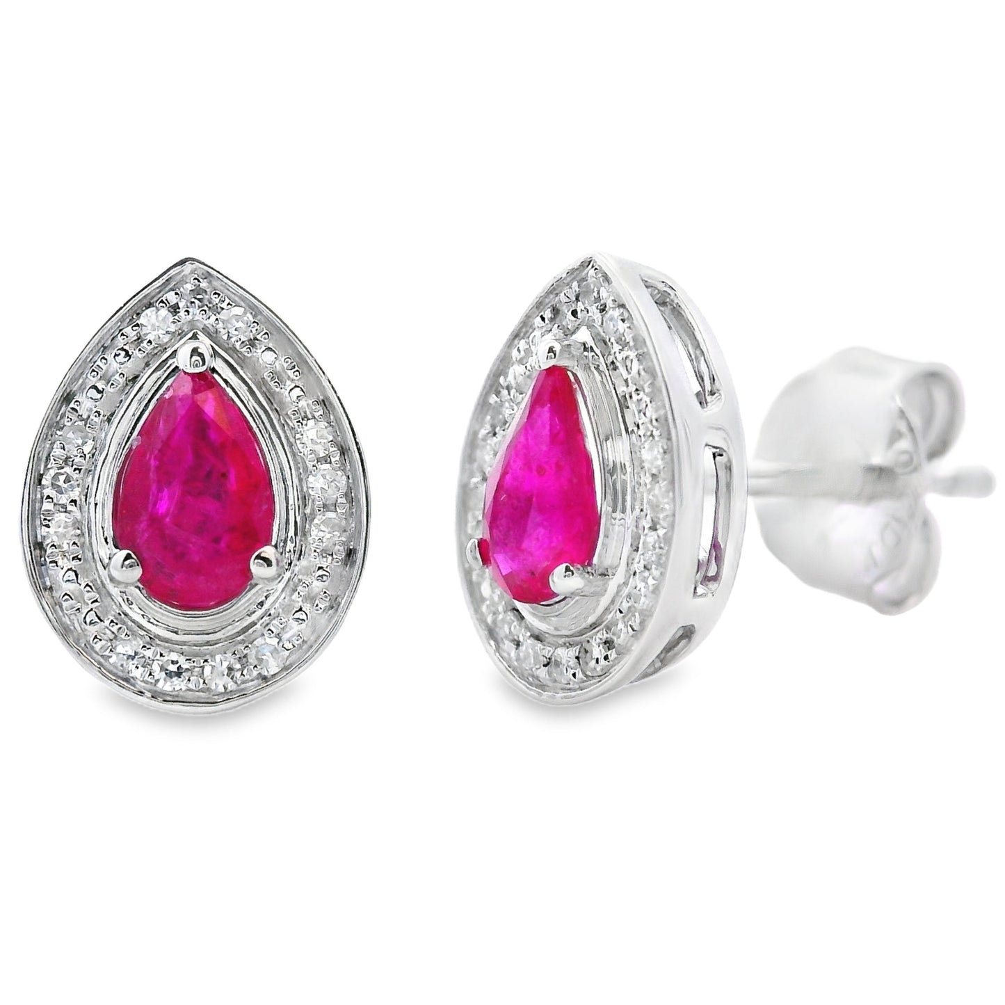 .58ct Pendientes de Rubí y Diamante en Oro Blanco de 10KT
