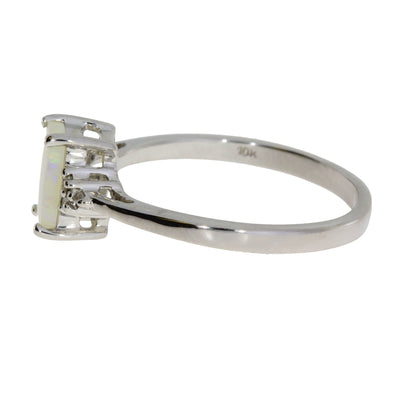 Genuine .02ct Opal Diamond Ring in 10KT White Gold