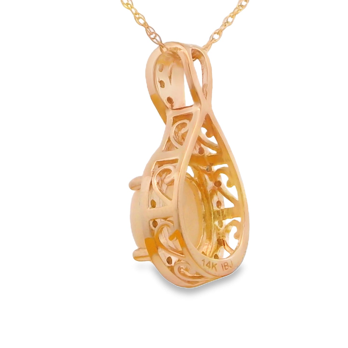 .11ct Pendentif en Opale et Diamant en Or Jaune 14KT