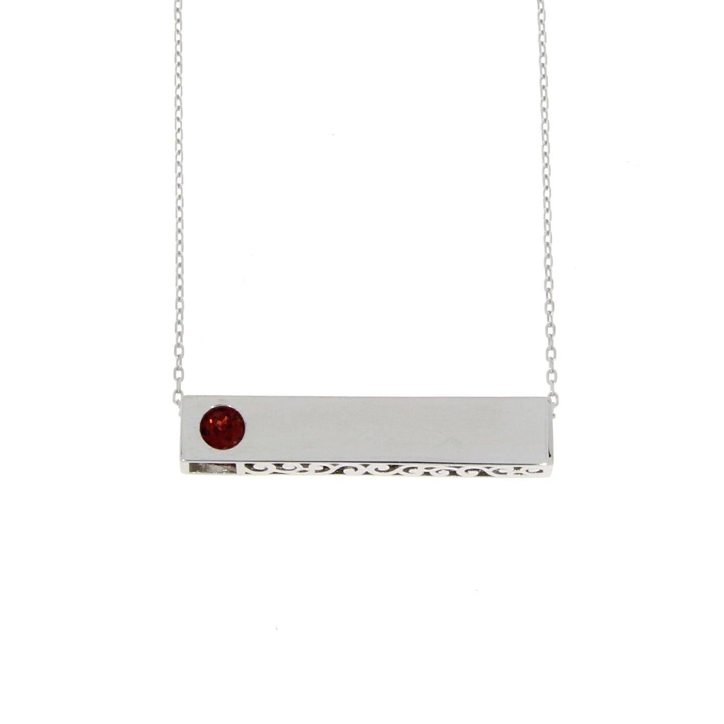 Genuine Garnet Fashion Pendant in Sterling Silver