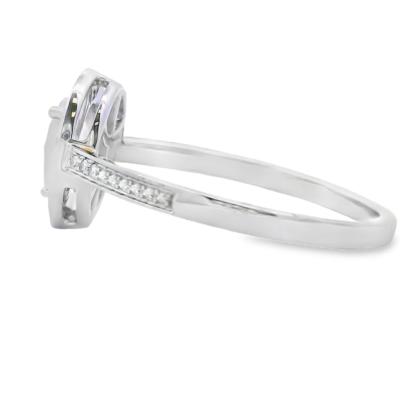 Genuine .44ct Rose Quartz Diamond Ring in 10KT White Gold