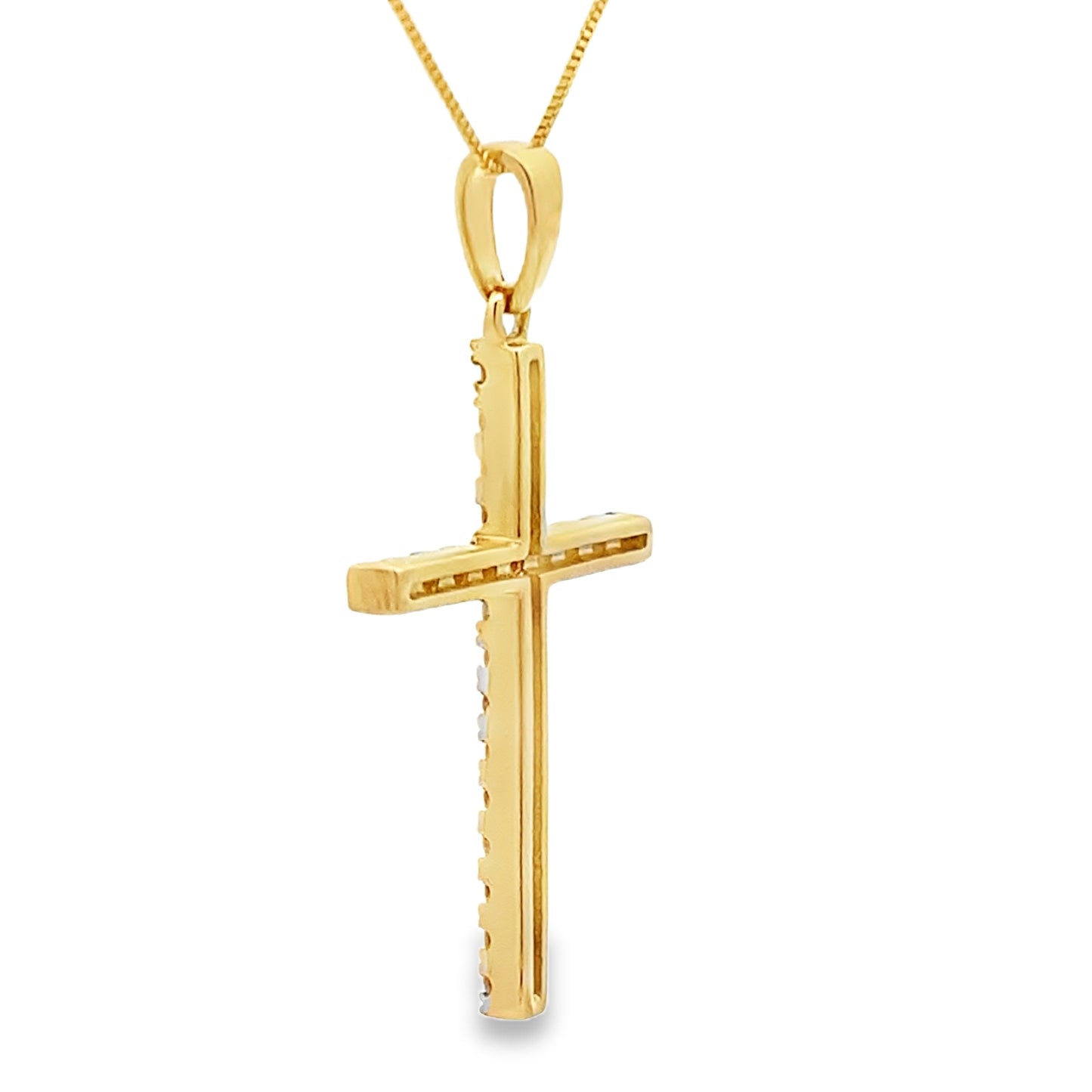 Pendentif Croix en Diamant de 0,21 ct en Or Jaune 14KT