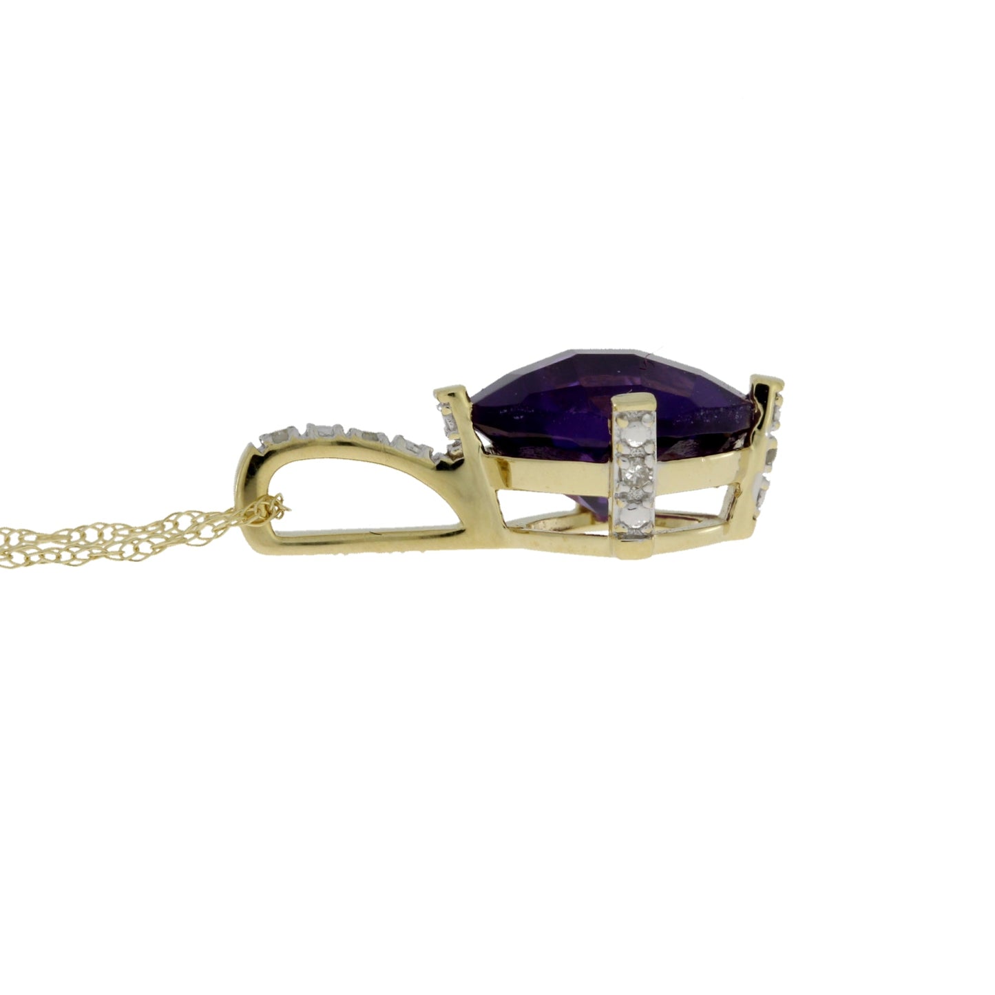 Amethyst Diamond Fashion Pendant in 10KT Yellow Gold