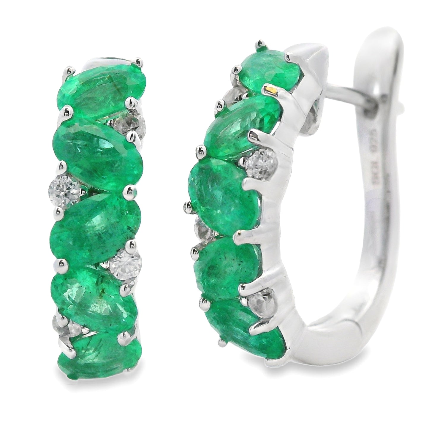 2.50ct Emerald Zircon Hoop Earrings in Sterling Silver