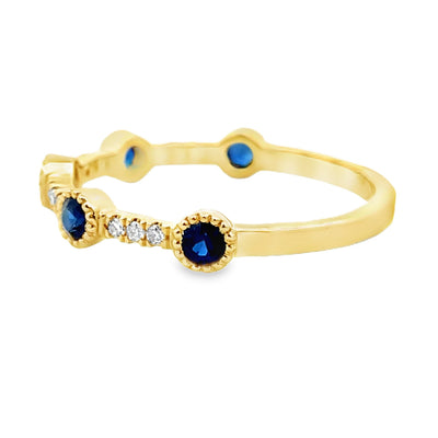 Sapphire Diamond Stackable Band Set in 14KT Yellow Gold