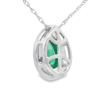 .41ct Emerald and Diamond Pendant in 10KT White Gold