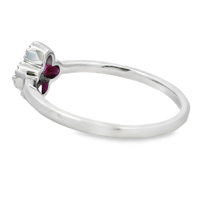 Anillo de Diamante de Rubí Natural de .20ct en Oro Blanco de 10KT