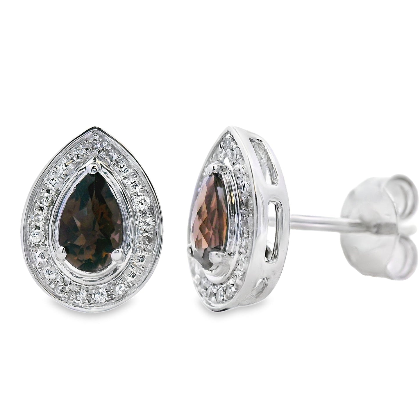 Pendientes de Stud de Diamante de Cuarzo de 0.50ct en Oro Blanco de 10KT