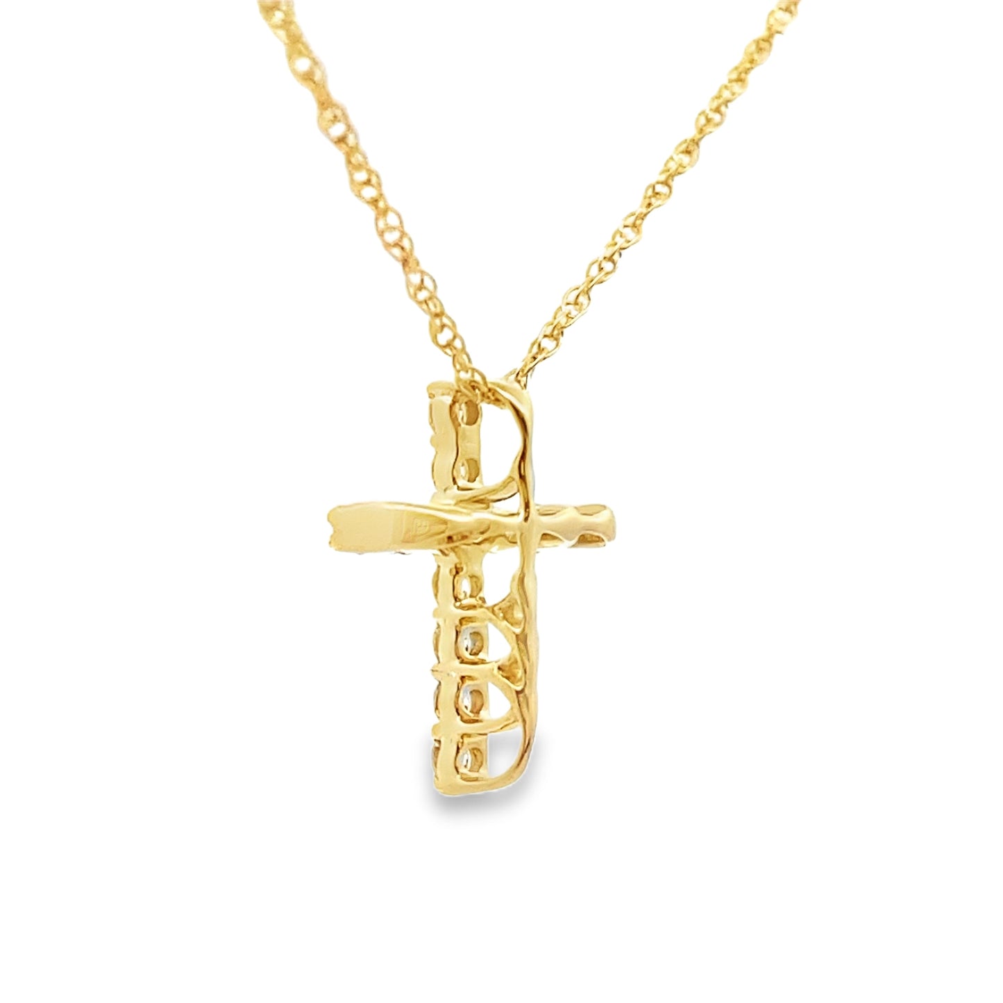 Pendentif Croix en Diamant de 0,12 ct en Or Jaune 10KT