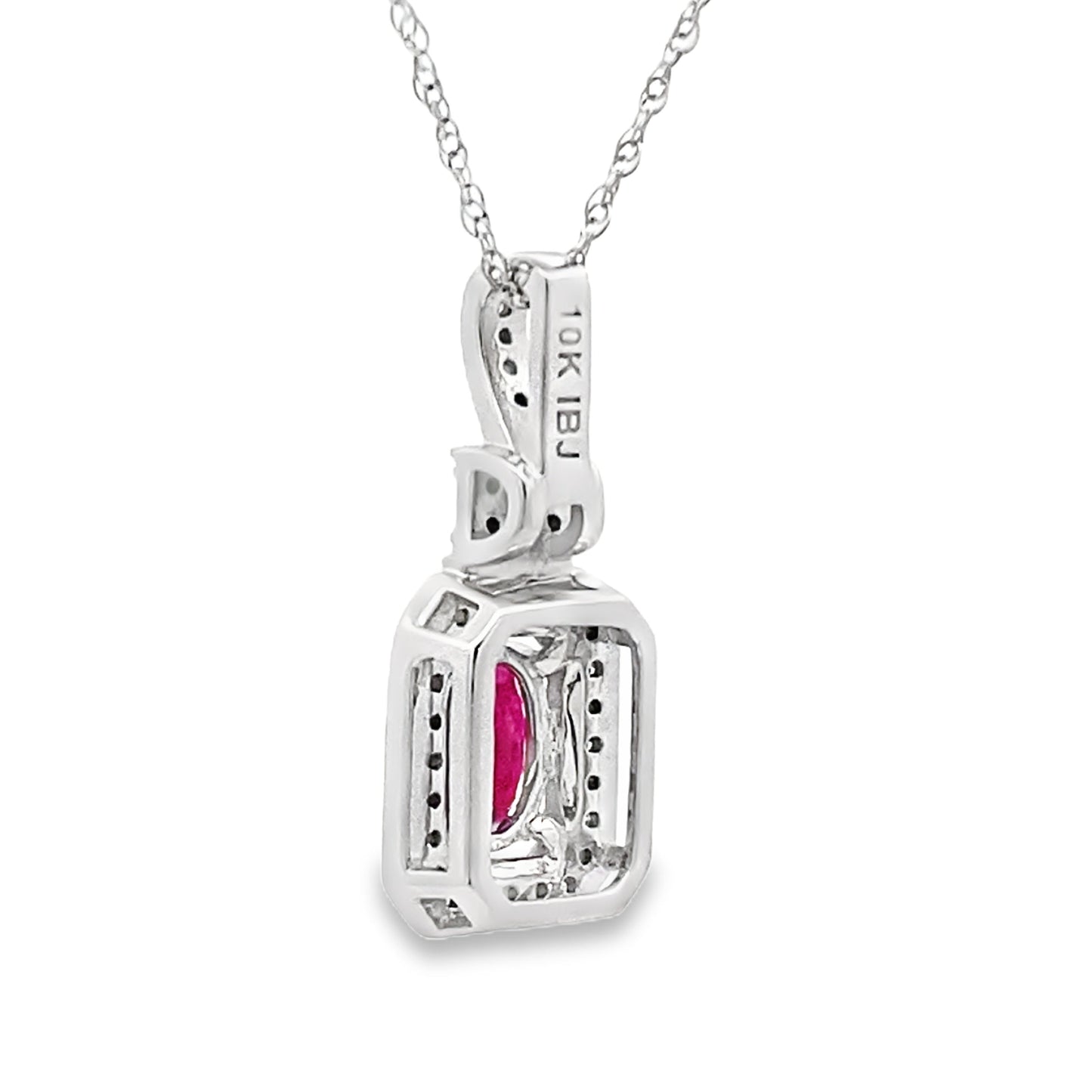 .66ct Pendentif en Rubis et Diamants en Or Blanc 10KT
